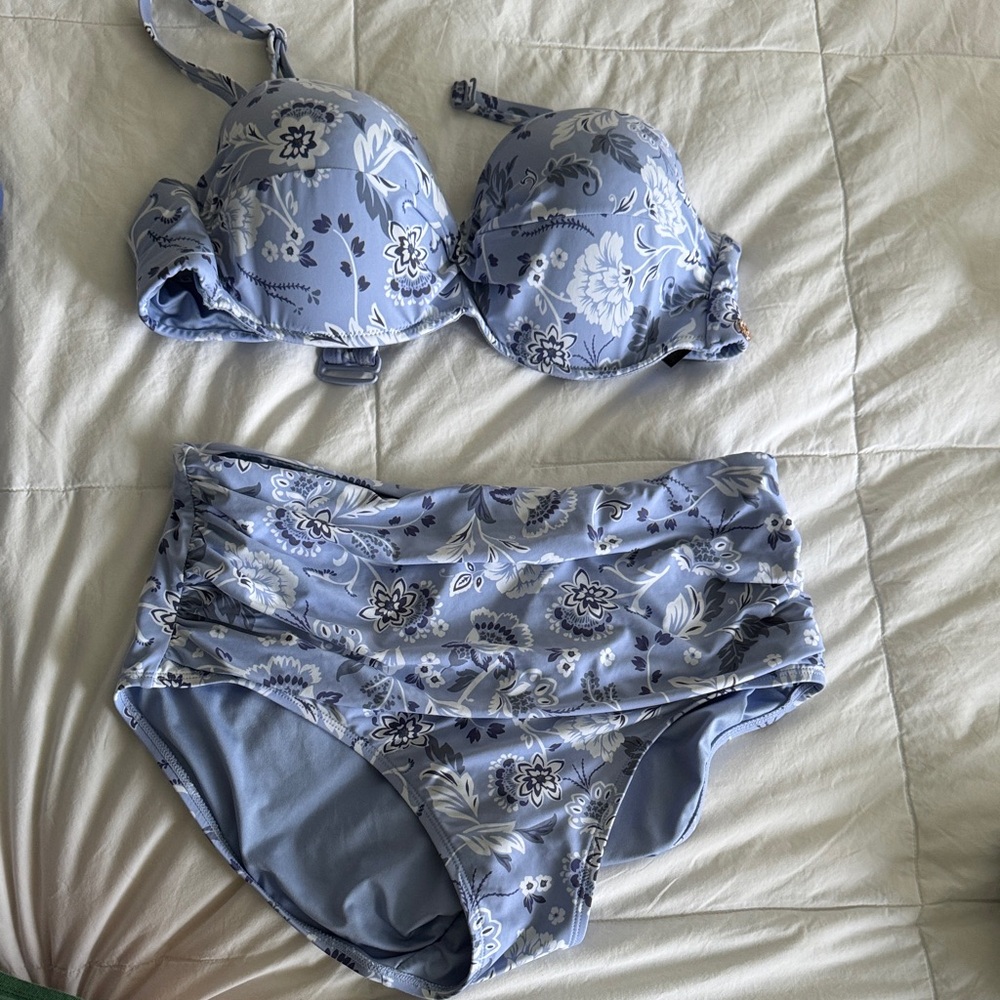 Floral Blue Bikini Set